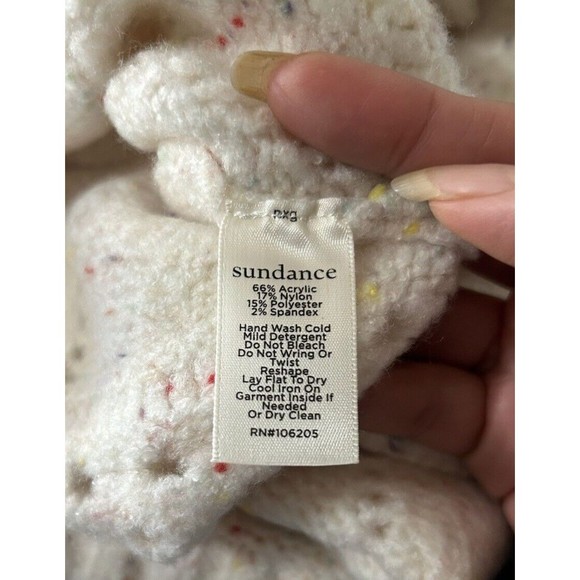 Sundance Minnie Oversized Speckled Cream V-neck Stretch Open Knit Sweate… - Picture 9 of 9